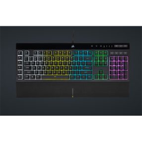   CORSAIR Vezetékes Billentyűzet Gaming, K55 RGB PRO, 6 programozható billentyű, Cseppálló, Csuklótámasz, US, fekete