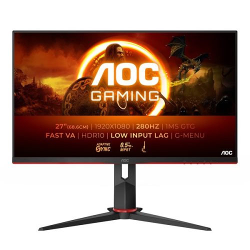AOC Gaming 280Hz monitor 27" 27G2ZN3/BK, 1920x1080, 16:9, 300cd/m2, 0,5ms, 2xHDMI/DisplayPort, áll. mag. pivot