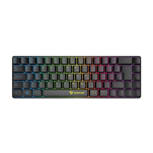 SILVERLINE gamer vezetékes billentyűzet, kompakt, RGB világítás, HU