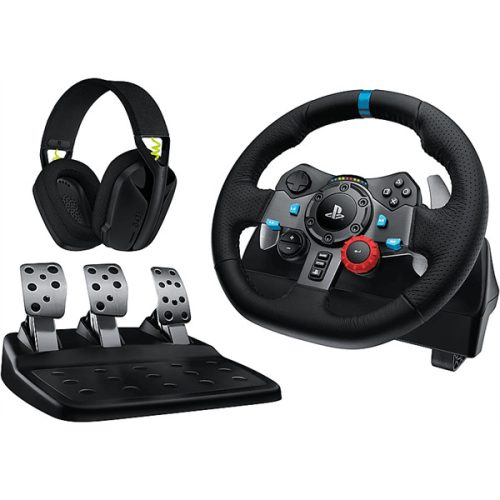 LOGITECH Játékvezérlő - G29 Driving Force Racing Kormány PS3/PS4/PS5/PC +  G435 Vezeték nélküli Gaming headset, fekete