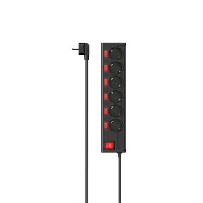   HAMA 223158, HÁL. ELOSZTÓ, 6-OS, KÜLÖN KAPCS. 6+1, FEKETE FIP