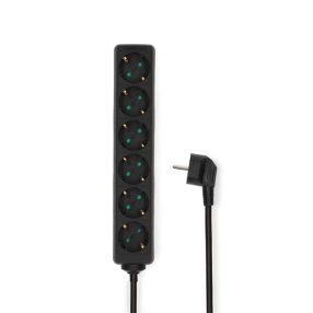   Nedis ESOC630F1BK 6 aljzatos elosztó, 3 m, 3680 W, 16 A, fekete