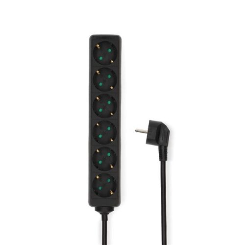 Nedis ESOC630F1BK 6 aljzatos elosztó, 3 m, 3680 W, 16 A, fekete