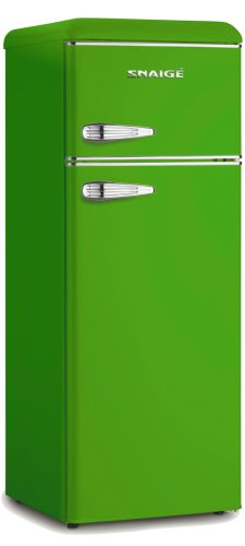 AKCIÓ Snaigé FR24SM RETRO felülfagyasztós Zöld hűtőszekrény, LOW FROST, 147,5x56x63cm, 209 l, LED, E energiaosztály,+3 év alkatrészgarancia!