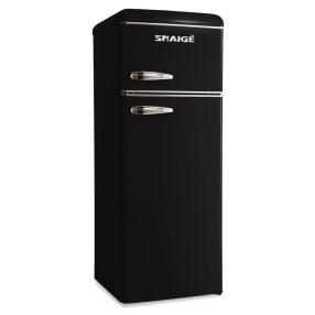   AKCIÓ Snaigé FR24SM RETRO felülfagyasztós Fekete hűtőszekrény, LOW FROST, 147,5x56x63cm, 209 l, LED, E energiaosztály,+3 év alkatrészgarancia!