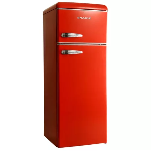 Snaigé Retro FR24SM-PRR felülfagyasztós hűtőszekrény, 209 l, 147,5 × 56 × 63 cm, Low Frost, E energiaosztály, Led, Piros szín