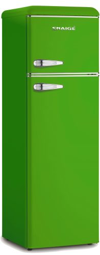 AKCIÓ Snaigé FR27SM RETRO felülfagyasztós Zöld hűtőszekrény, 172,5x56x63 cm, 252 l,LED,LOW FROST, E energiaosztály,+3 év alkatrészgarancia!
