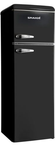 AKCIÓ Snaigé FR27SM RETRO felülfagyasztós Fekete hűtőszekrény, 172,5x56x63cm, 252 l, LOW FROST, LED, E energiaosztály,+3 év alkatrészgarancia!