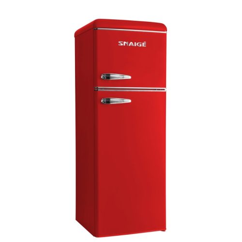 Snaigé FR27SM RETRO felülfagyasztós piros hűtőszekrény, 172,5x56x63cm, 252 l, LOW FROST, LED, E energiaosztály,+3 év alkatrészgarancia!
