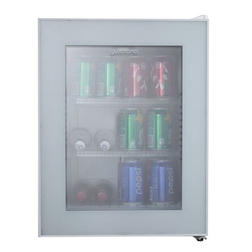 Guzzanti GZ 44GW üvegajtós ezüst minibár, 31 l, 55,5×40,2×42,8 cm, hűtési tartomány 12-15°C, termoelektromos hűtőrendszer, alacsony zajszint