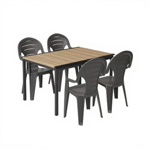 Lagos 4+1 kerti bútor garnitúra szett kőris-grafit