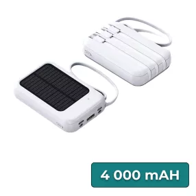 Powerbank napelemmel 4 töltőkábellel 4000mAH