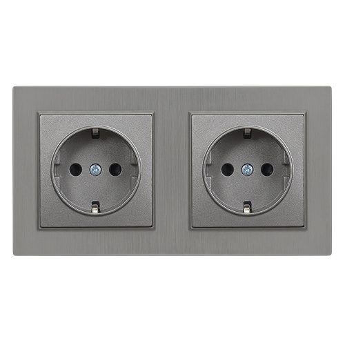 Nova kettős dugalj szürke szálcsiszolt kerettel