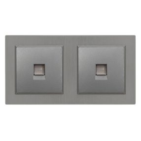   Nova kettős UTP aljzat RJA-45 szürke szálcsiszolt kerettel