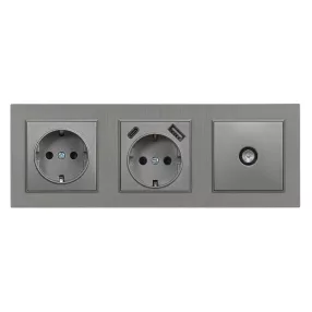   Nova dugalj, USB, TV csatlakozóval szürke szálcsiszolt kerettel
