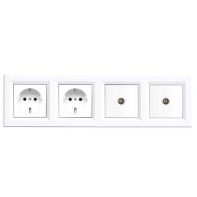   Nova IV kettő dugalj kettő TV csatlakozóval fehér kerettel