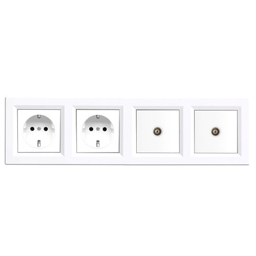 Nova IV kettő dugalj kettő TV csatlakozóval fehér kerettel