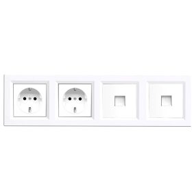   Nova IV kettő dugalj kettő UTP csatlakozóval fehér kerettel