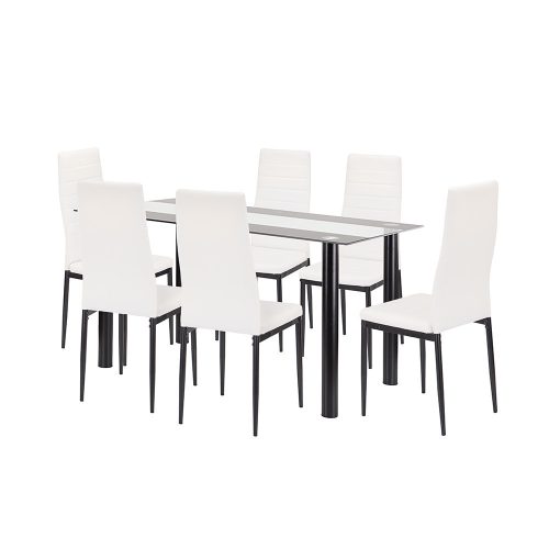 Denton 6+1 étkező garnitúra fehér-fekete