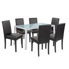 Mira 6+1 étkező garnitúra fehér-fekete