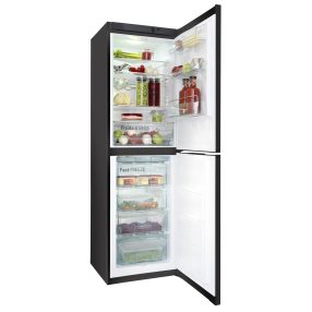   AKCIÓ Snaigé RF57SM Fresh INN fekete alulfagyasztós hűtőszekrény, 300 l, 194,5x60x65cm, Gyorsfagyasztás, LED, E energiaosztály, 4+1 kihúzható fagyasztó fiók, Extra nagy fém palacktartó,+3 év alkatrészgarancia!