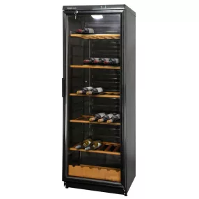   Snaigé WD35SM-S3JJ borhűtő, 350 l, 173 × 60 × 60 cm, Hőmérséklettartomány: +4...+14 °C, UV-szűrős üvegajtó, szénszűrő, LED, Fa polcok, Fekete szín